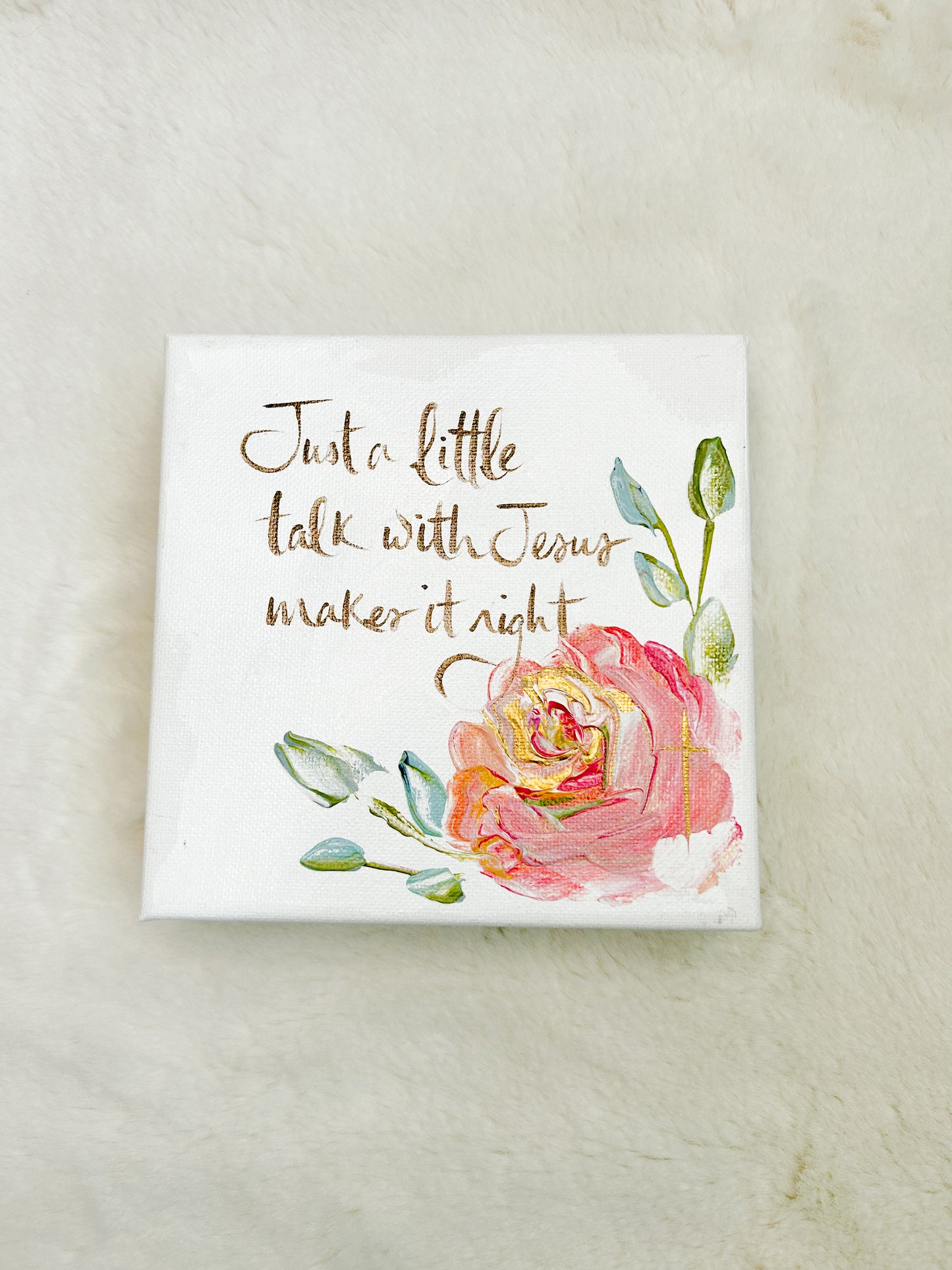 6x6 Just a Little Talk Pink Corner Flower