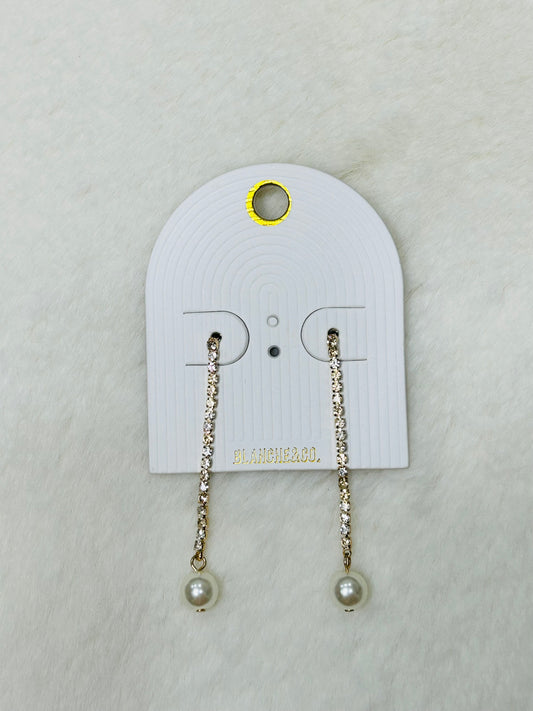 Aria Pearls & Diamonds Dangle Earrings Gold