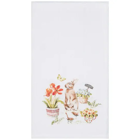 Easter Little Garden Bunny Blue Kitchen Towel