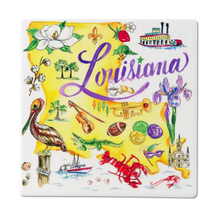 La State Collection Ceramic Coaster Louisiana Rosanne Beck