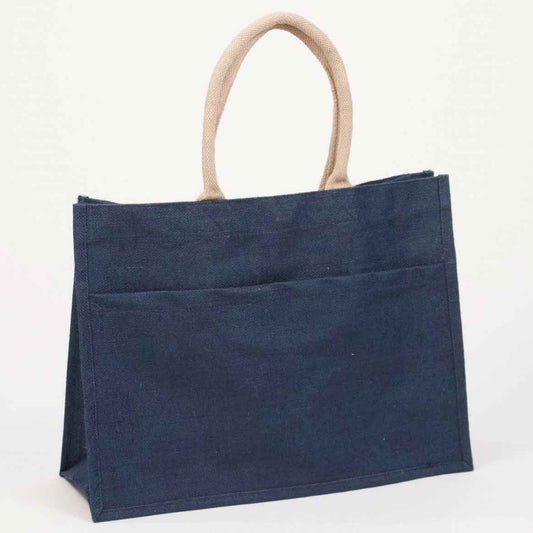 Jute Pocket Tote Navy