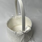 Round Wedding Flower Basket with Bows, Pearls, and Lace