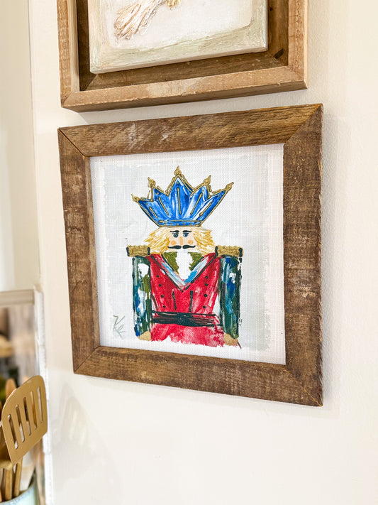 The Royal Guard Red and Blue Nutcraker Framed Art 12x12