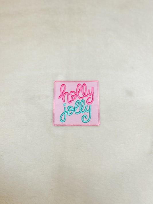 Patch-Square Blue/Pink "Holly Jolly"
