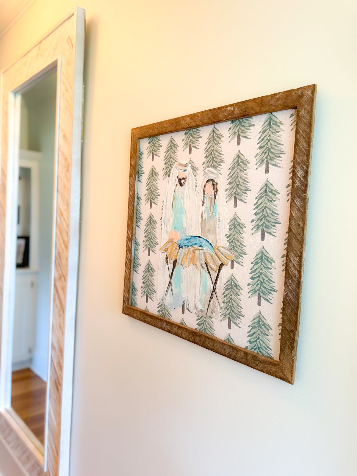 Christmas Tree Nativity Framed Art 24x24