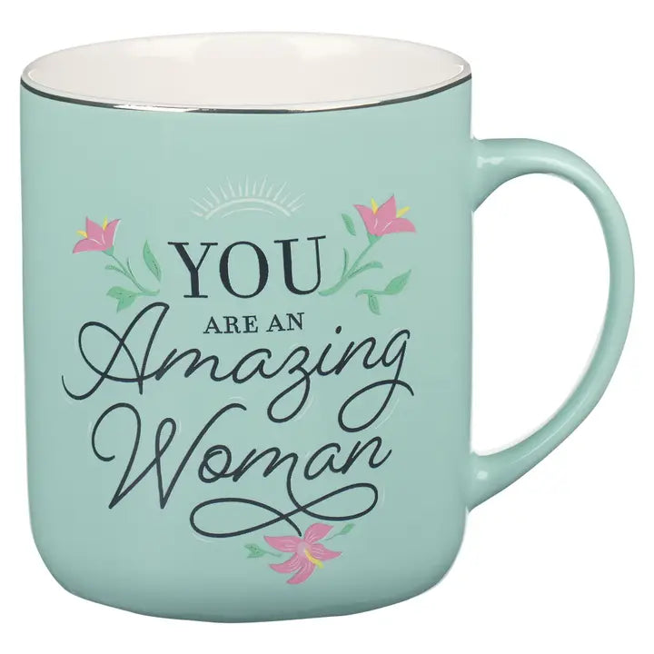 Mug Teal/White You Are an Amazing Woman