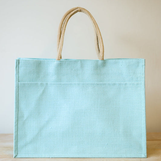 Jute Pocket Tote Sky
