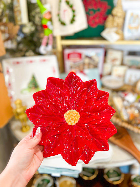 Vintage Winter Poinsettia Plate