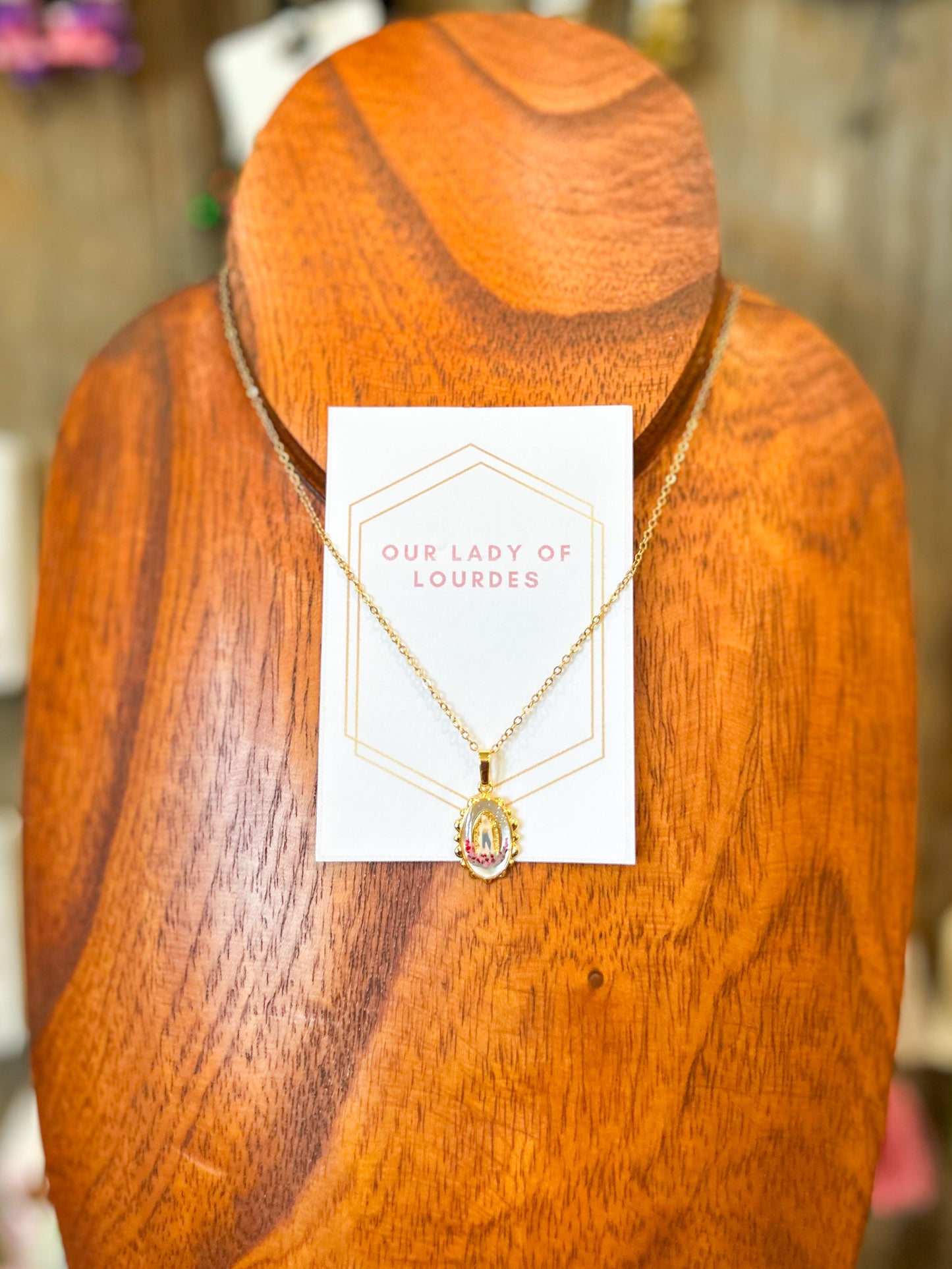 Harleigh Leonards Dainty Our Lady of Lourdes Necklace