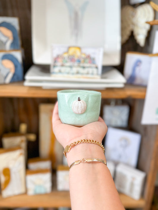 40z Tiffany Blue Pumpkin Pottery Fall Festival