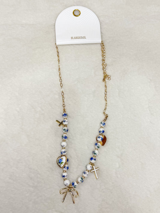 Blue Blossom Charm Necklace