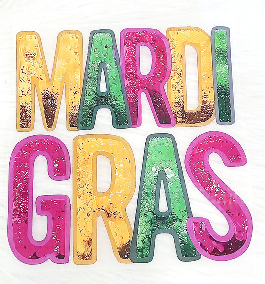 Mardi Gras Bubble Letter Transfer