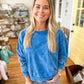 French Terry Acid Wash Boat Neck Pullover