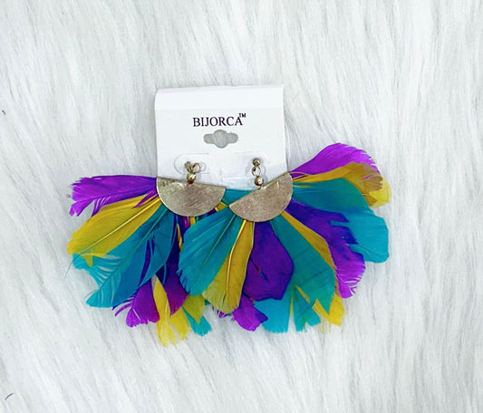 Mardi Gras Feather Earrings