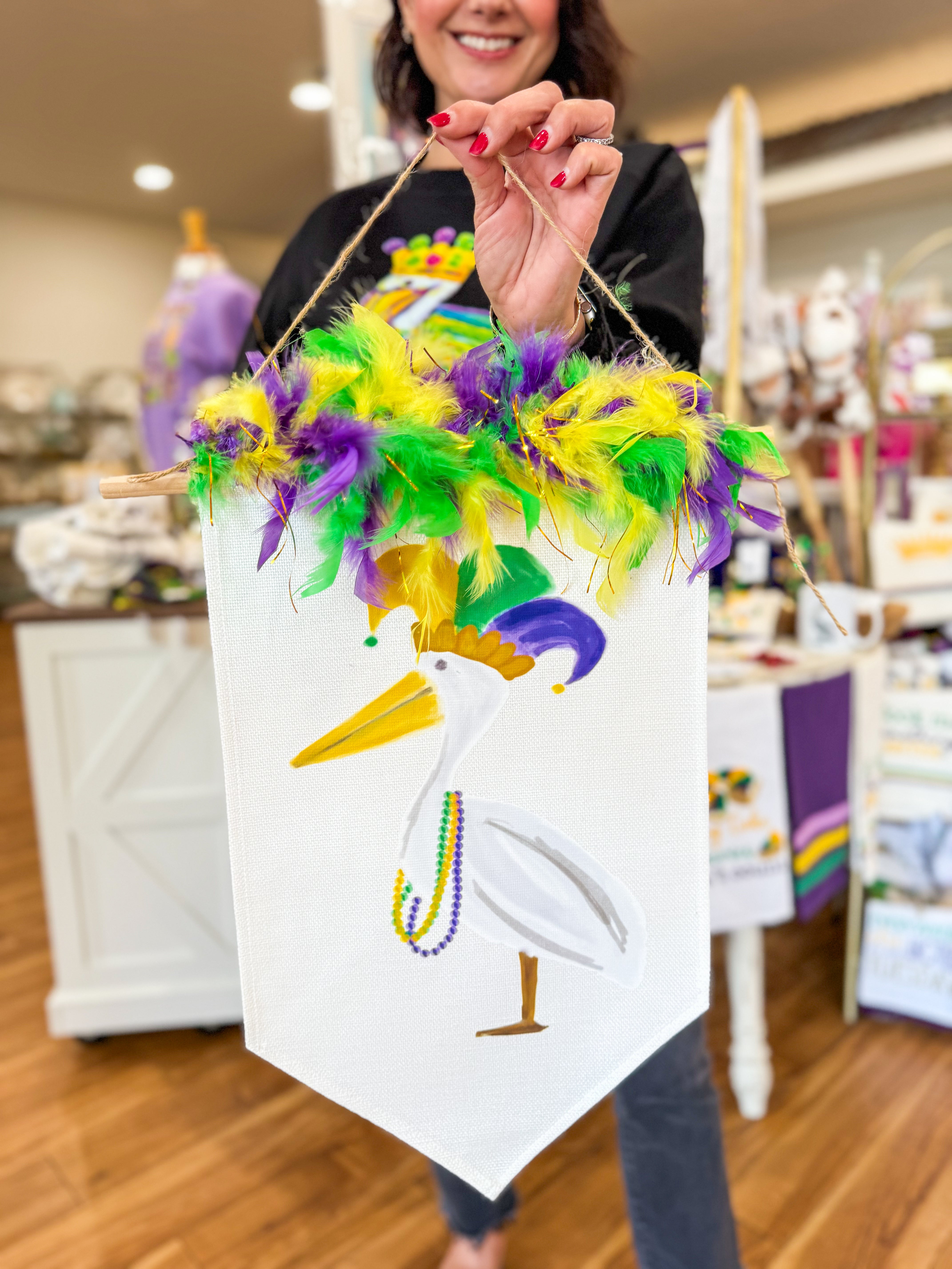 Jester Ruffle Banner Mardi Gras Jester Pelican Wreath Banner – Holly's Hobbies