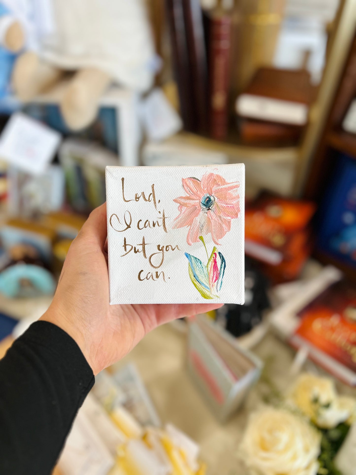 4x4 Lord, I Can’t But You Can with Pink Flower Canvas Art