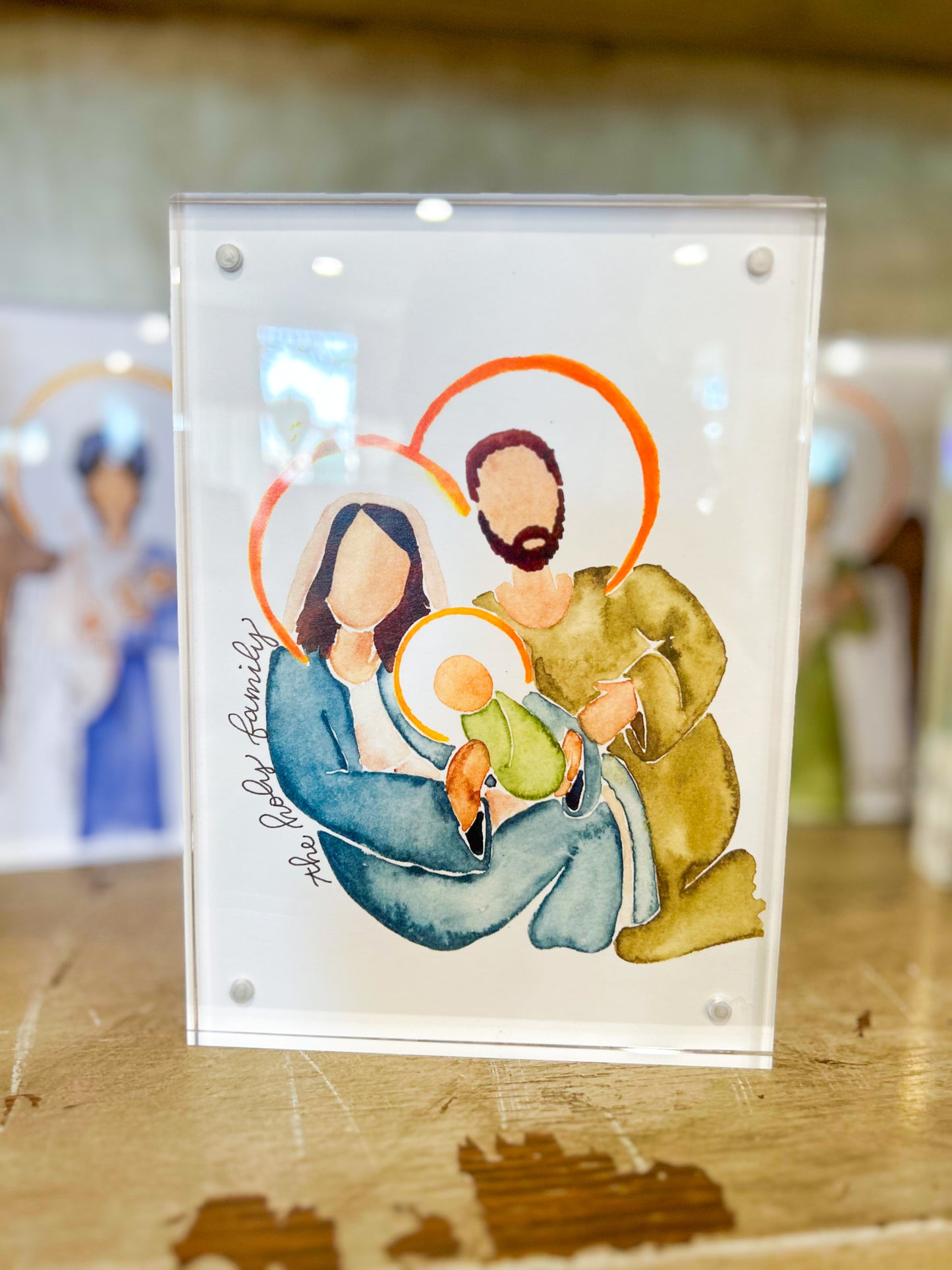 5x7 Print Emily S. Pitre Art/ Muted Colors Holy Family Frame