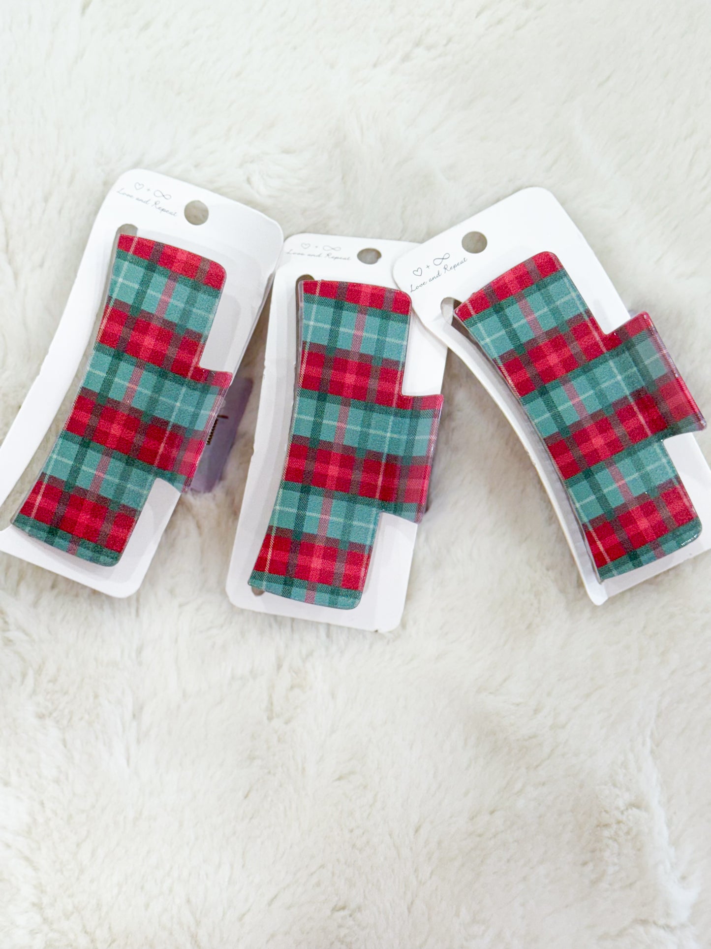 Christmas Hair Clip- Plaid