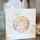 Our Lady of Mount Carmel-Circle Mold on 6x6 Peach/Blue Canvas