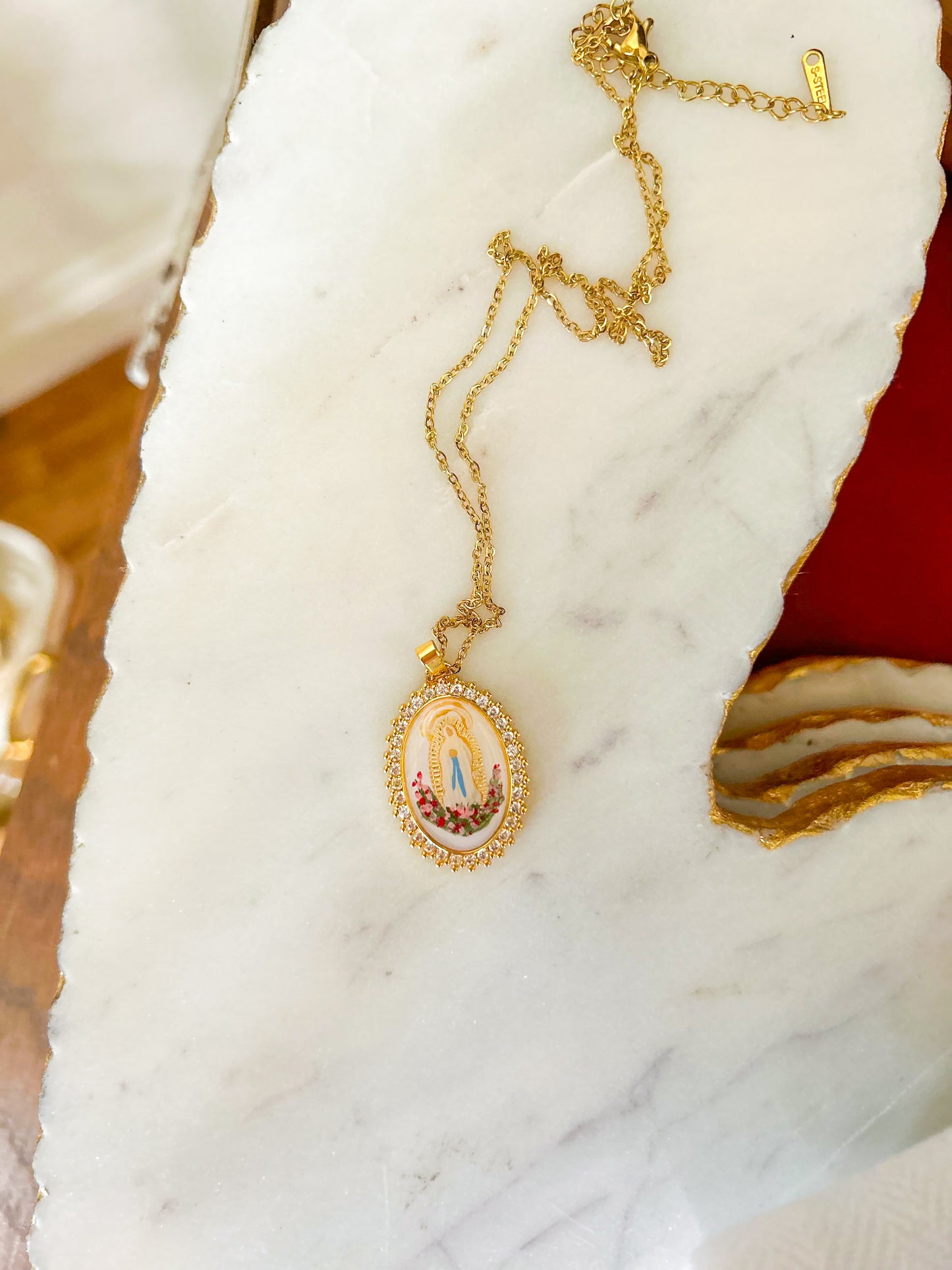 Harleigh Leonards Mother Mary Our Lady of Lourdes Necklace