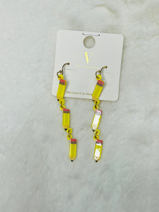 Fun Year Ahead Multi Pencil Dangle Earrings