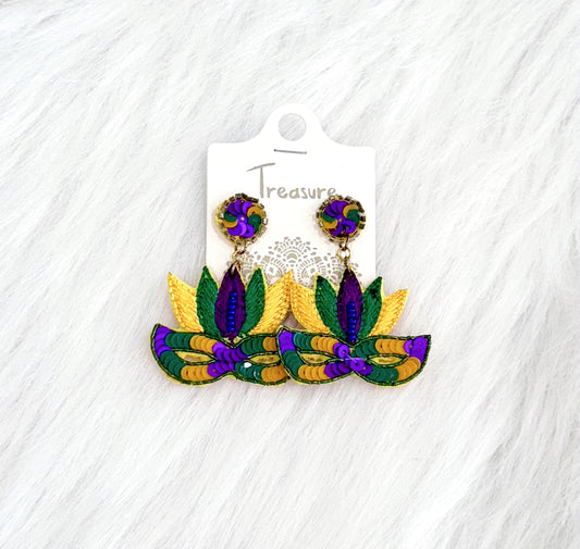 Feather Mask Earrings