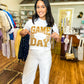 Transfer- (Open Center) Brown Distressed Game Day Design