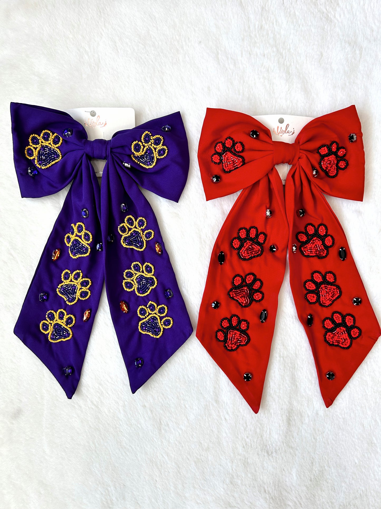 Paw Print Glamour Hair Bow