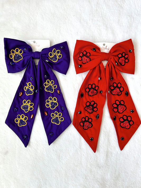 Paw Print Glamour Hair Bow