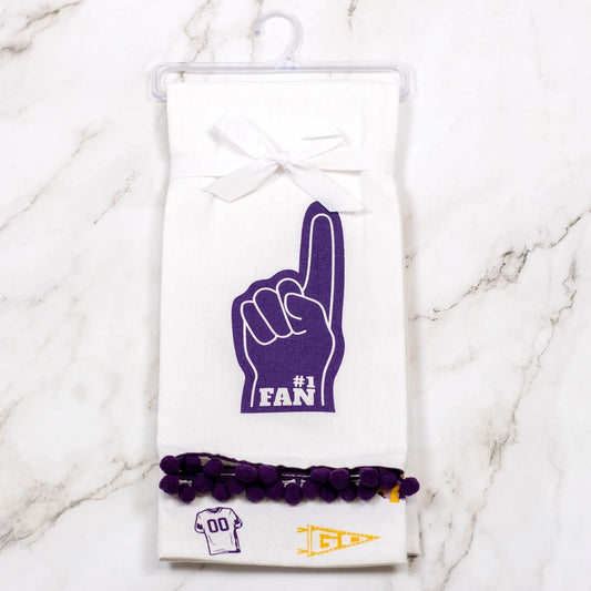 White/ Purple Football Fan Hand Towels