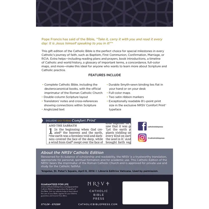 NRSV Catholic Bible- Gift Edition- Brown