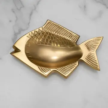 Polished and Etched Gold Aluminum Fish Tray/Soap Dish