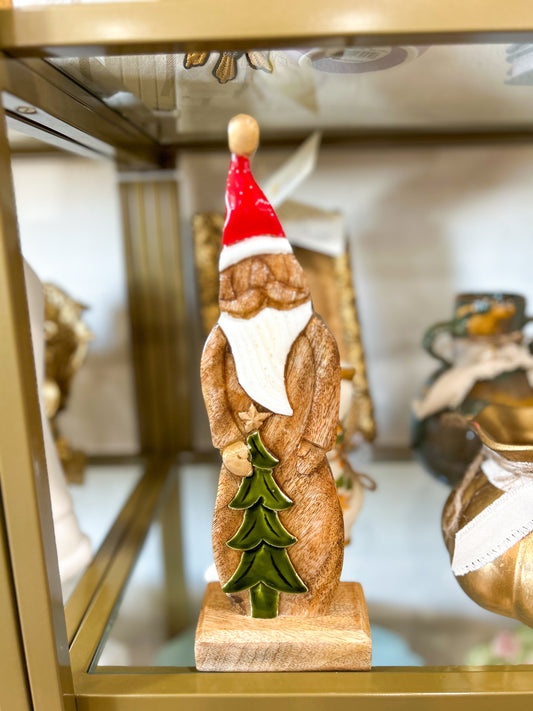 Wooden Santa with Tree