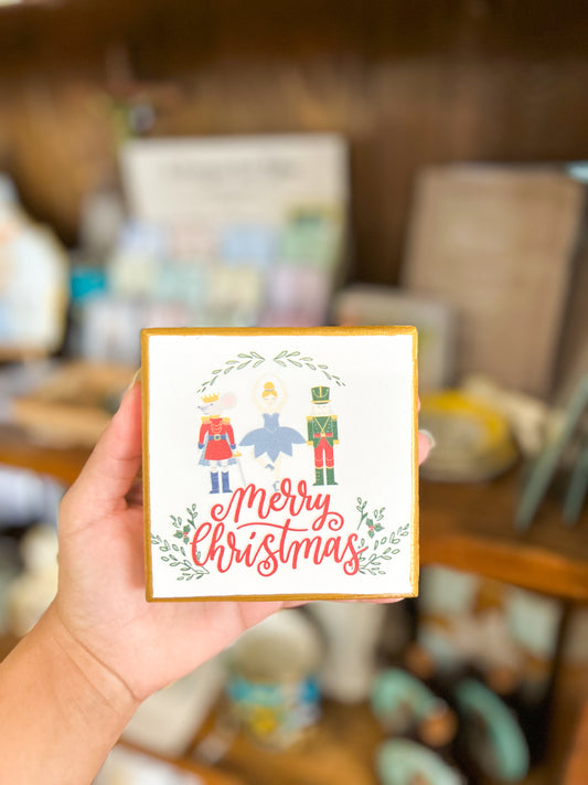 4x4 Merry Christmas Nutcracker Waltz Block Art