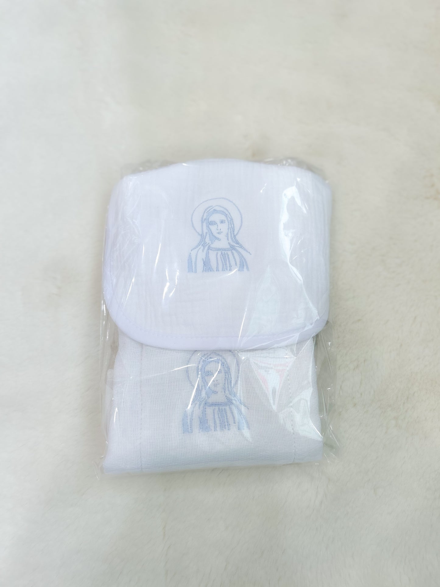 Mary Pray For Us Bib and Burp Cloth