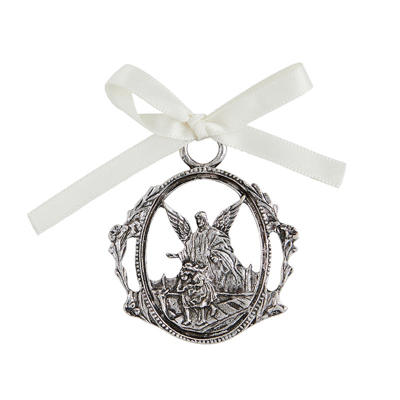 Crucifix with Guardian Angel Crib Medal