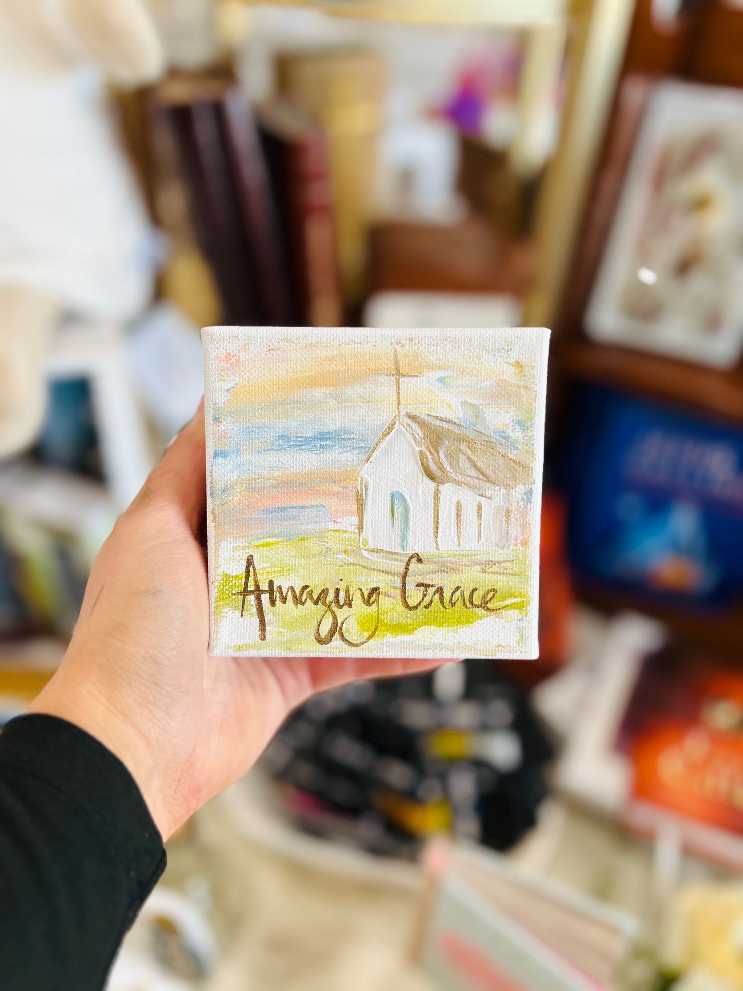 4x4 Amazing Grace with Church Canvas Art