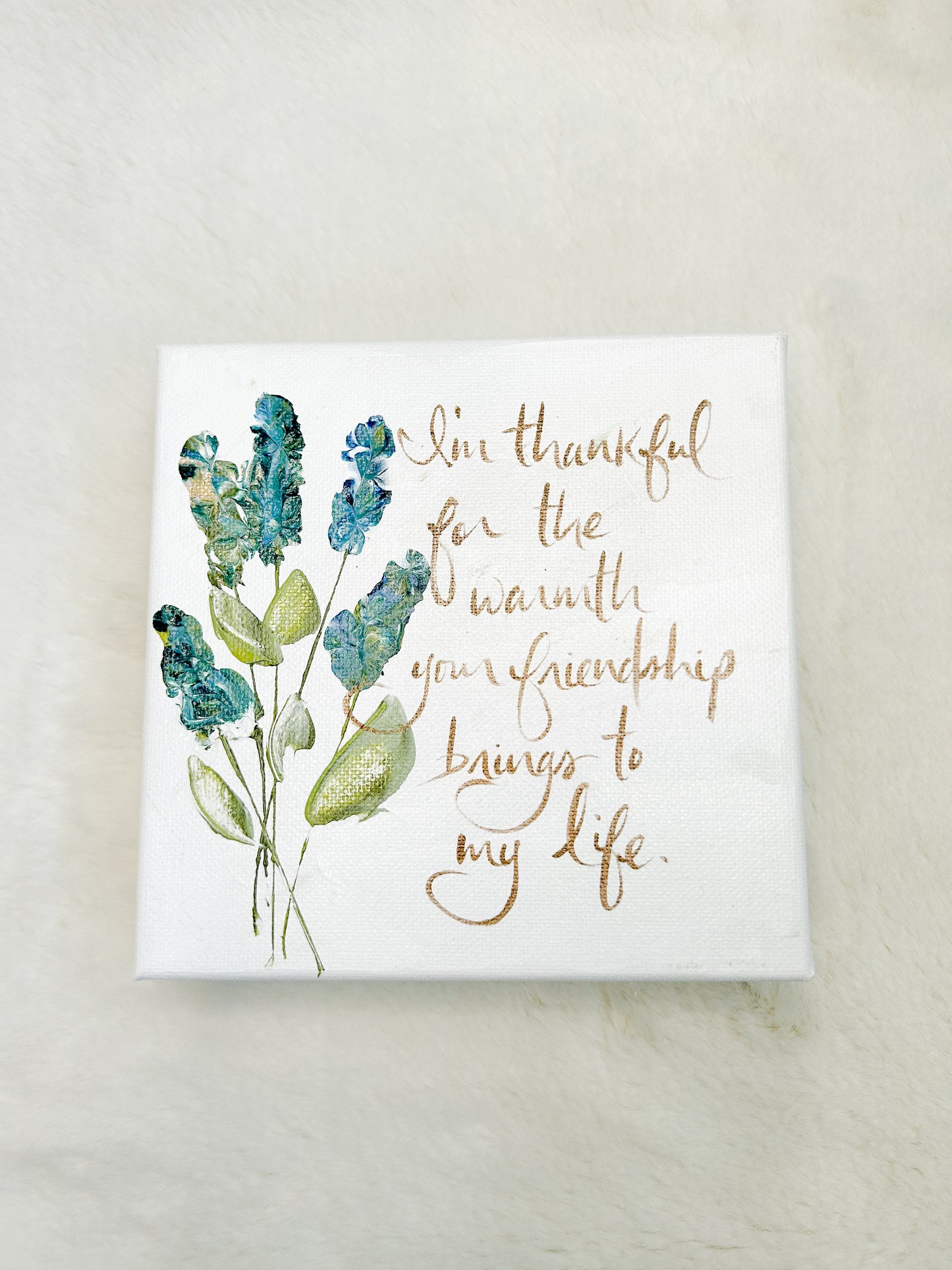 6x6 I'm Thankful Dark Blue Flowers