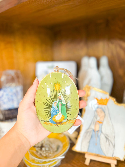 Artisan Disc Ornament with Nativity Scenes-4