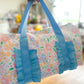 Light Blue Ruffle Floral Women Duffle Bag