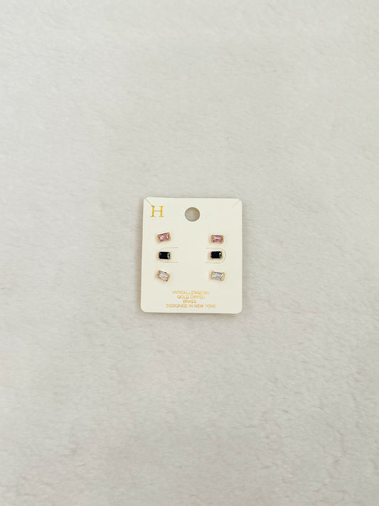 Capri Pink Black Diamond Earring Set