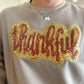 Sequin Thankful Sweatshirt- Mocha