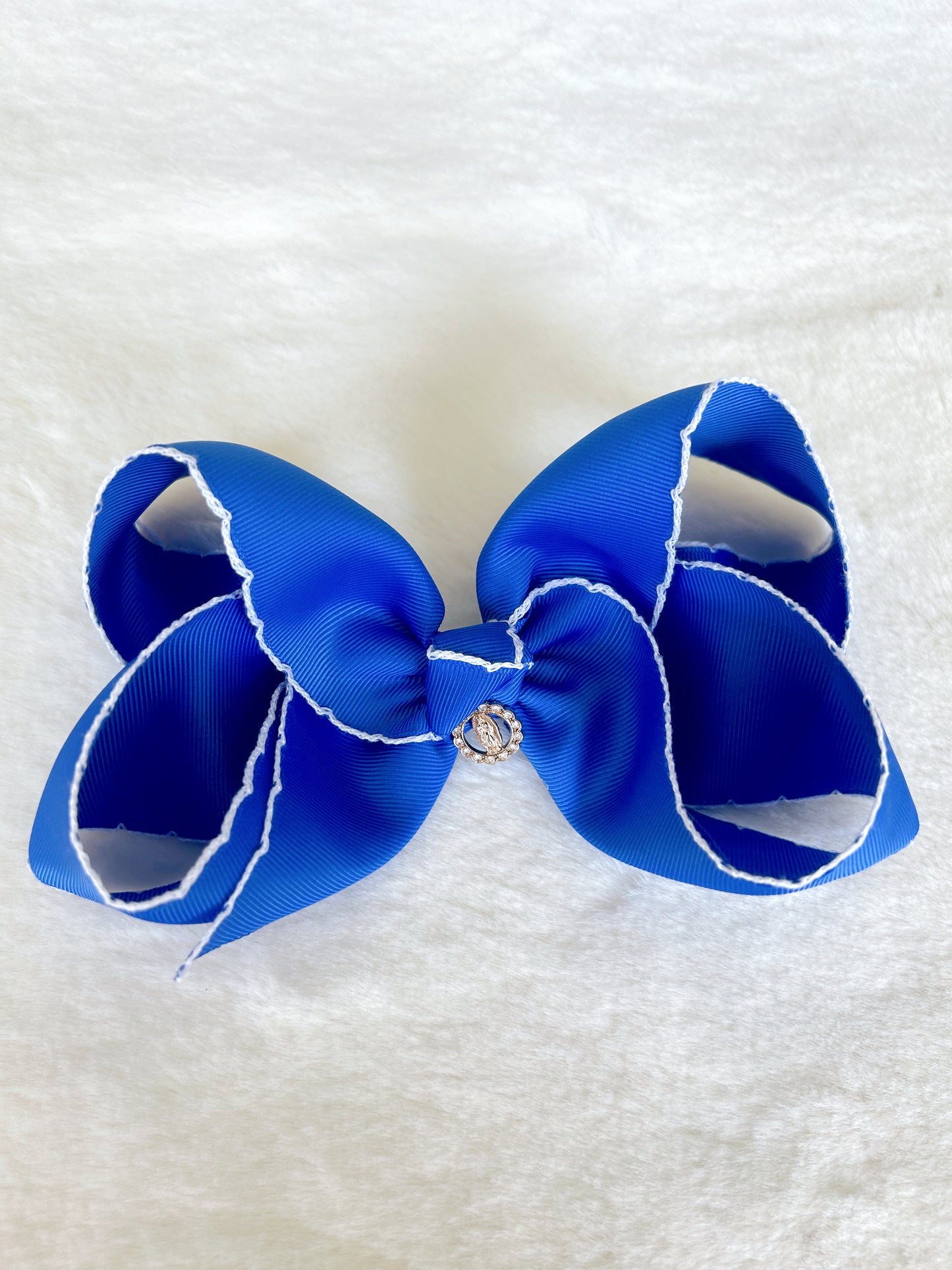 Rose Royal Blue Moonstich Classic Bow with White Trim and Charm