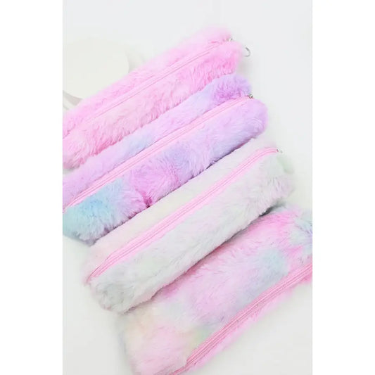 Pastel Rainbow Faux Fur Pencil Case