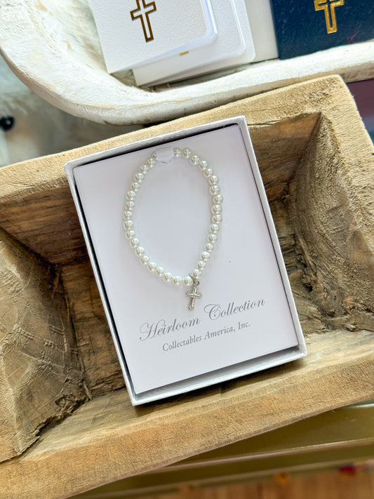 5" Baptism with Cross Bracelet