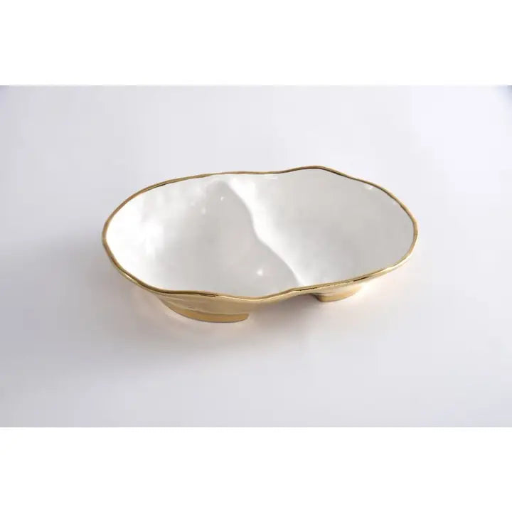 Two Section White & Gold Bowl