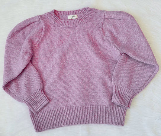 Lavender Puff Sleeve Long Sleeve Sweater