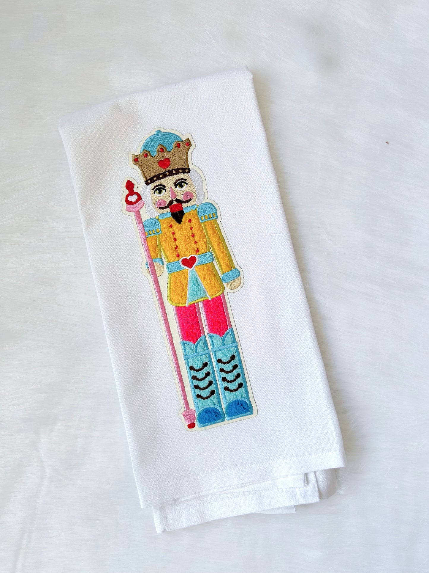 Chenille Nutcracker Tea Towel