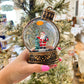 Flat Snowglobe Ornament-- Santa, Child at Christmas, & Snowman