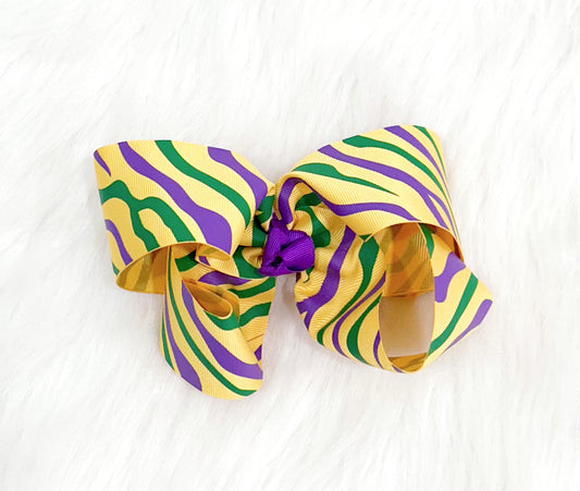 Tiger Print Mardi Gras Bow